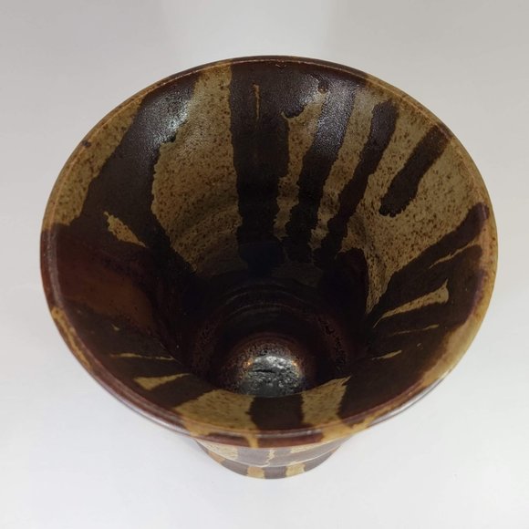 Handmade Vase Stoneware Brown and Sand Color 6" - Picture 4 of 7